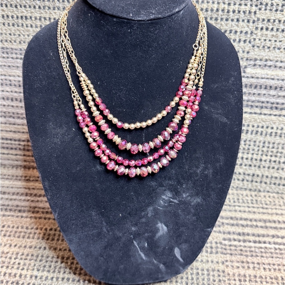 Vintage Kim Roger’s Layered Berry Sparkle Beaded Gold-Tone Necklace - Picture 2 of 9